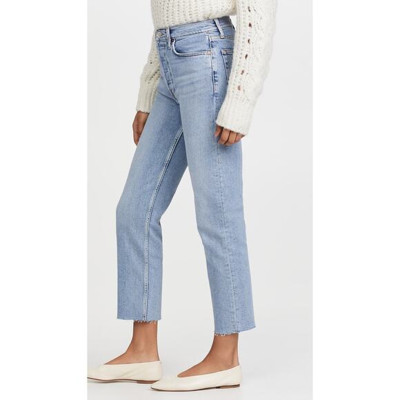 NWT RE/DONE 70s High-Rise Stove Pipe Straight-Leg Light Wash Jeans Size 26 - Picture 4 of 5